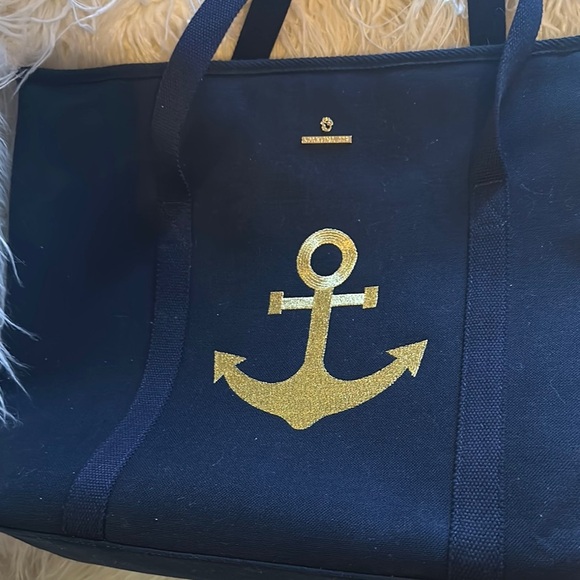 Navy Blue and Gold Anchor Tote Bag with Durable Fabric - Picture 1 of 1